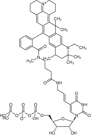 Structural formula of Aminoallyl-UTP-ATTO-647N (5-(3-Aminoallyl)-uridine-5'-triphosphate, labeled with ATTO 647N, Triethylammonium salt)