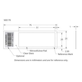 505170 | ONCYTE® NOVA 1- 20mm x 51mm NC pad per slide, Plain Glass